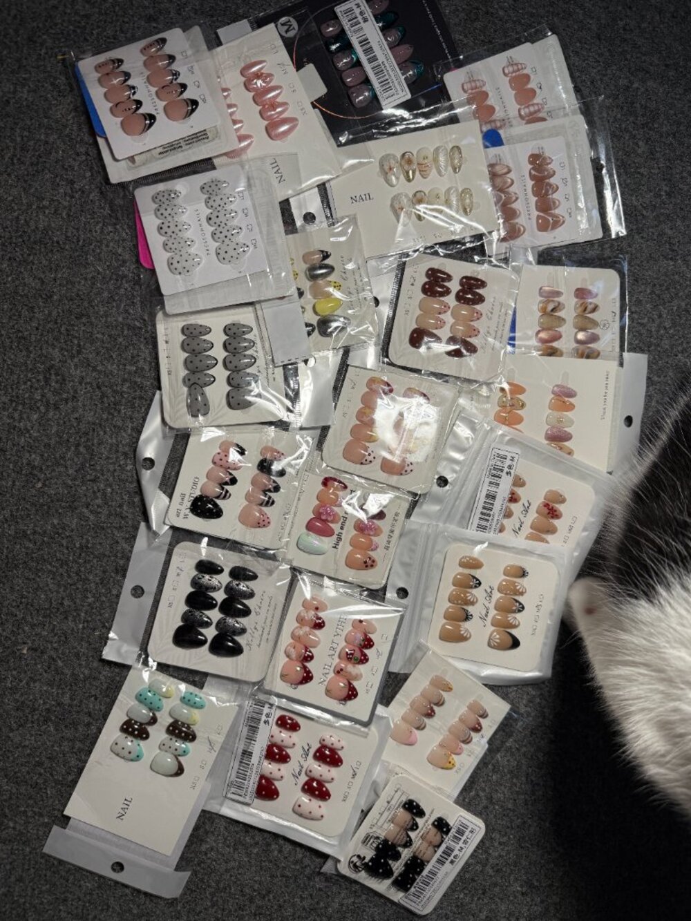 Bundle Lot 23 Press-On Handmade Nail Sets Short Length Almond Glitter French 3D